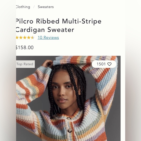 Pilcro Ribbed Multi-Stripe Cardigan Sweater size M EUC - Picture 2 of 6